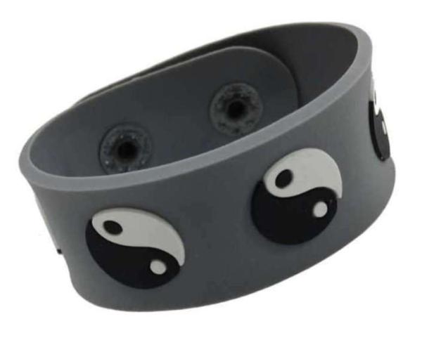 Silikon Armband - Yin Yang Grau